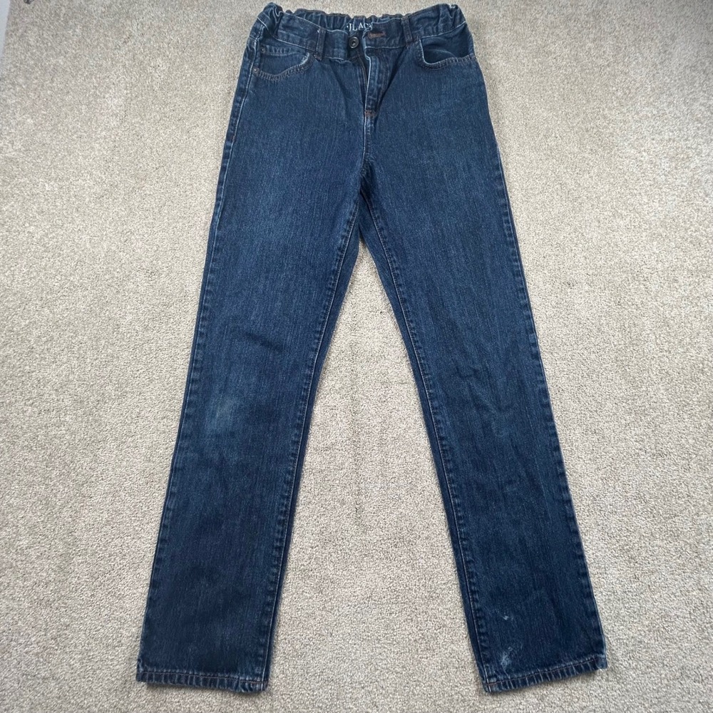 Childrens Place Straight Leg Jeans Dark Wash Denim Size 16 Elastic Waist 0970